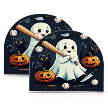 Imagem de Wassud Suporte de guardanapo acrílico para taco de beisebol fantasma, dispensador de guardanapo de papel moderno em forma de U para mesa, cozinha, sala de jantar, bancada 2 peças (comporta 50-60