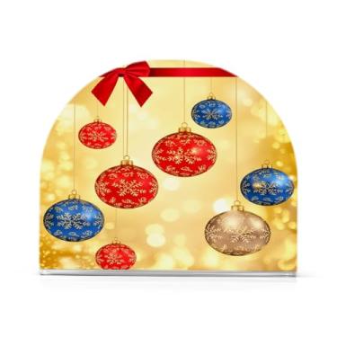 Imagem de Qilmy Porta-guardanapos de acrílico com bola de Natal lindamente colorida, porta-guardanapos para mesas cozinha restaurante decoração de casa, suporte decorativo moderno para guardanapos de coquetel