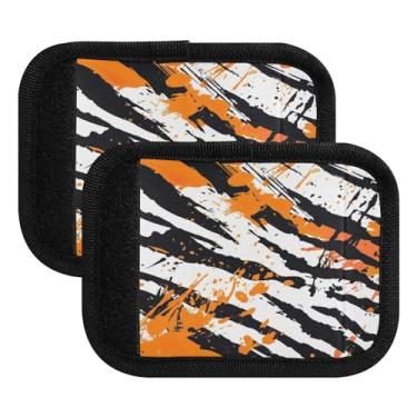 Imagem de Qilmy Tigre Laranja Textura Bagagem Alça Embalagem 4 Identificadores de Bagagem Etiqueta Confortável Pegas Capa para Carrinho de Viagem Bolsa Mala Avião Acessórios de Viagem 1869