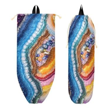 Imagem de xigua Suporte de parede de plástico de mármore giratório com cordão, 1 pacote, organizador de sacolas de compras reutilizável para bolsas, meias, roupas íntimas e gravatas