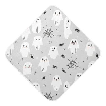 Imagem de Burbuja Toalha de banho para bebê Boo on Grey - Toalha com capuz de musselina macia e absorvente para recém-nascidos, 89 x 89 cm