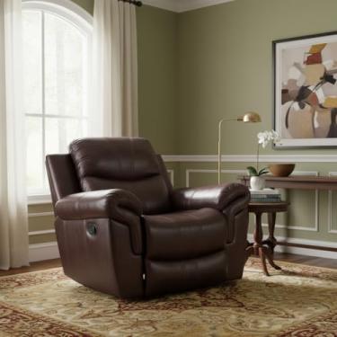 Imagem de Poltrona Reclinável Norfolk, Marrom, Couro Sintético, Conforto, 1.05m x 1.03m x 1.00m