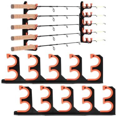 Imagem de Soulchen Suporte de vara de pesca para parede de garagem, 2 peças de suportes de vara de pesca com almofada protetora macia TPU ganchos anti-arranhões organizador de rack de armazenamento para casa