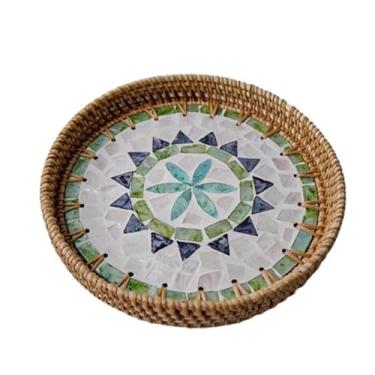 Imagem de Fruteira Disco de emenda de casca simples, prato de frutas, café da manhã, pão, dim sum, cesta de frutas Decoração de mesa(Bohemia)