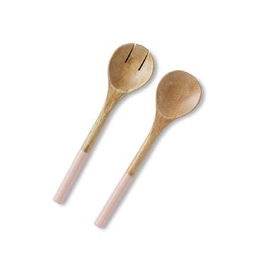 Imagem de Folkulture Servidores de salada ou pinças de salada, utensílios de madeira para servir salada, garfos de salada ou pinças de salada para servir, estilingue de salada, conjunto de colher e garfo de 30