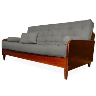 Imagem de Sofá Cama Paris Ii Sarja em Madeira Maciça Cor Imbuia - Cinza