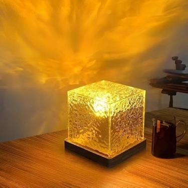Imagem de Projetor USB Ocean Wave – Lâmpada holográfica de cubo ondulado de água 3D, iluminação ambiente romântica de 3 cores para quarto e meditação - branca (não inclui a bateria)
