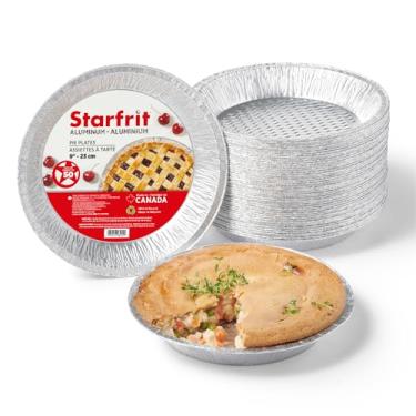 Imagem de Starfrit Pacote com 50 pratos de torta de 23 cm (23 cm) - recicláveis - descartáveis - seguros para forno e freezer - perfeita para assar tortas, tortas de frango e quiches