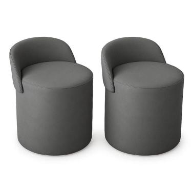 Imagem de Kit 2 Puff Orgânico Encosto Suede Redondo Quarto Sala Estar Cinza Escuro