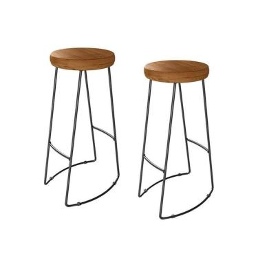 Imagem de Kit 2 Banquetas Decorativas Industrial Aurora Peroba Preto