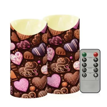 Imagem de Wassud Pacote com 2 velas sem chama Sweet Love com controle remoto, velas realistas cintilantes com temporizador, velas decorativas para Natal, casamento, festa, decoração de casa média