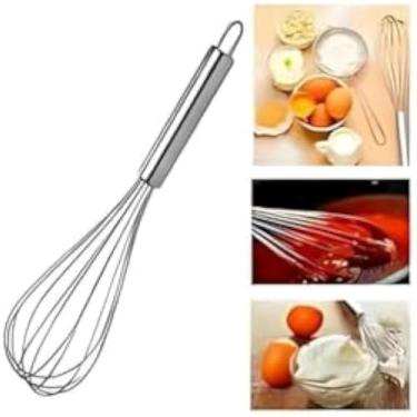 Imagem de Batedor de aco inoxidavel para ovos, utensilio pratico e duravel, 27,5cm, leve