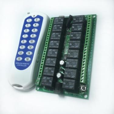 Imagem de Interruptor de controle remoto de relé sem fio DC 12V Receptor universal de canal de 16 canais para janelas, portas de garagem