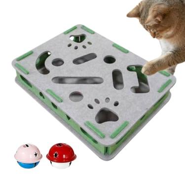 Imagem de Caixa de quebra-cabeça para gatos | Aparador de garras interativo – com 2 bolas de sino, quebra-cabeça para arranhar gatos | para cuidados pessoais, gatos, cachorros, ambientes internos, tapetes
