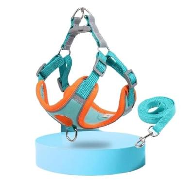 Imagem de Coleira Peitoral Cachorro E Gato, Conjunto De Guia + Coleira Tipo Colete Para Pet Pequenos E Médios(L/7-10 Kg,Verde)