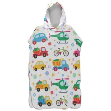 Imagem de Joisal Roupão de mudança de poncho de surfe branco colorido com desenho animado para Adul Ponchos femininos leves com capuz toalha de praia com capuz floral