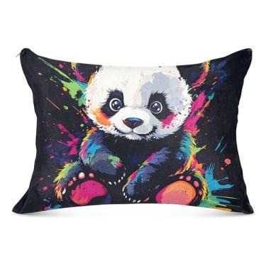 Imagem de Linda fronha decorativa de panda tie dye preta com zíper padrão queen king size capa de almofada impressa arte para cama, tamanho king, 50,8 cm x 101,6 cm
