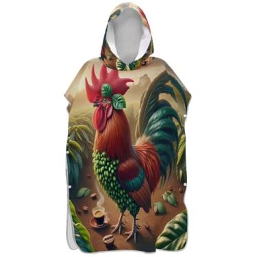 Imagem de Joisal Poncho de surfe para trocador de roupas de banho de praia com capuz de secagem rápida homens mulheres poncho com capuz galo de café