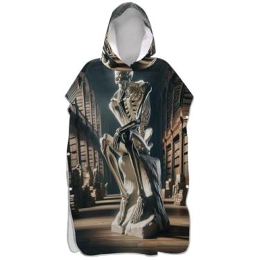 Imagem de Joisal Poncho de surfe leve trocador de roupão adulto toalha de banho com capuz engraçado esqueleto ponchos de praia para homens