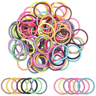 Imagem de 100 peças de cabelo colorido para meninas, faixas elásticas de cabelo, faixas finas, prendedores de rabo de cavalo, acessórios de cabelo para meninas, bebês e crianças
