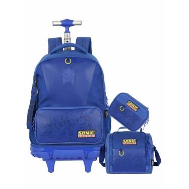 Imagem de Kit Sonic Game Mochila Rodas Costas + Lancheira + Estojo Box - Luxcel,