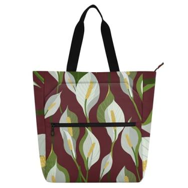 Imagem de GAIGEO Pointillist Art Lily Grace sacola feminina de lona de trabalho com zíper bolsa de praia lindas bolsas infantis amantes de livros