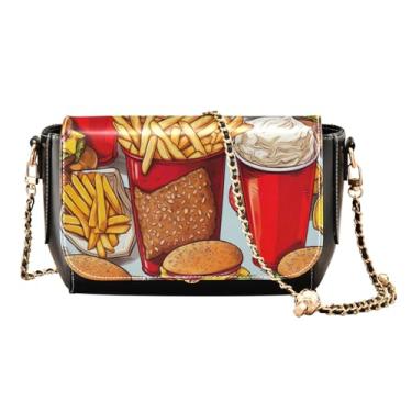 Imagem de GAIGEO Aquarela Cupcakes Bolsa feminina de couro com zíper, bolsa de ombro média para mulheres, Desenhada com comida - 4, One Size