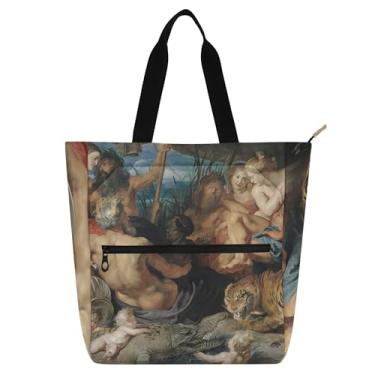 Imagem de GAIGEO Bolsa Peter Paul Rubens Four Continents para mulheres, trabalho, lona, escola, bolsa para livros, bolsas reutilizáveis, amantes de livros