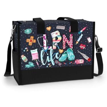 Imagem de Bolsa grande para mulheres. Presente para enfermeiras. Bolsa impermeável com bolsos e zíper para viagens, trabalho, mercearia., Lpn Life, Large