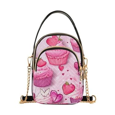Imagem de GAIGEO Bolsa de ombro pequena Pink Cupcakes, bolsa transversal feminina, bolsa transversal de viagem para mulheres, Cupcakes rosa - 2, One Size