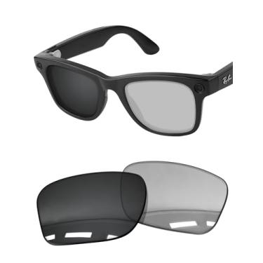 Imagem de Forobb Lentes de reposição polarizadas de 1,6 mm compatíveis com óculos inteligentes Ray-Ban Meta Wayfarer RW4008 de 53 mm, Cinza fotocromático anti luz azul - policarbonato não polarizado, One Size