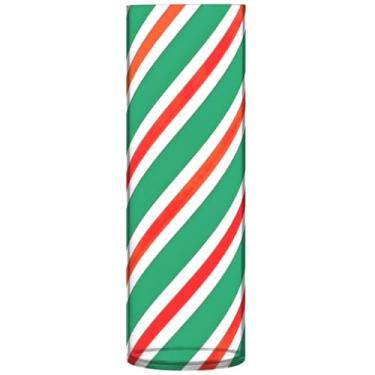 Imagem de Vaso de flores cilíndrico para mesa de Natal vermelho verde diagonal plástico vasos altos bonitos personalizados decoração moderna sala de estar, 30 cm x 9,9 cm