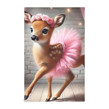 Imagem de Conjunto de toalhas de prato de cozinha com estampa de tutu rosa fulvo de balé toalhas de chá decorativas de mão panos de limpeza fofos panos de limpeza macios absorventes 45 x 71 cm, 1 pacote