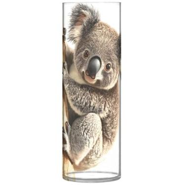 Imagem de Vasos cilíndricos decoração de casa urso coala animal fofo vaso alto plástico personalizado exclusivo decoração de casa estética, 30 cm x 9,9 cm