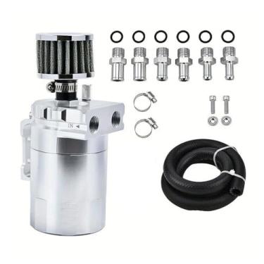 Imagem de Kit de tanque de polimento universal de 300 ml com filtro de respiro Kit de reservatório de tanque separador de óleo de ar do motor de alumínio com linha de combustível de 9,5 mm / 6 acessórios