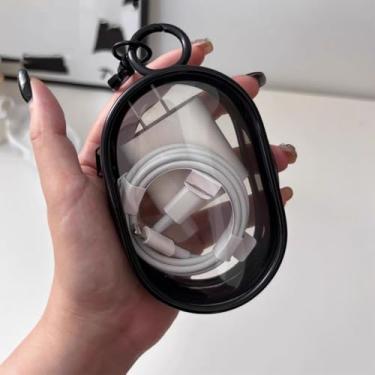 Imagem de Bolsa de armazenamento transparente para carregador de cabo de dados, portátil e portátil, bolsa de armazenamento de fone de ouvido para uso externo