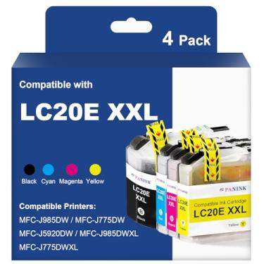 Imagem de PANINK Cartucho de tinta de substituição LC20E XXL compatível com Brother LC20E XXL LC20EXXL cartuchos de tinta de alto rendimento para impressora MFC-J5920DW MFC-J775DW MFC-J775DW XL MFC-J985DW