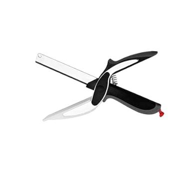 Imagem de Cortador inteligente de aço inoxidável, fatiador inteligente, cortador de alimentos, vegetais e frutas, cortador de fatiador, faca inteligente é uma combinação de faca de corte 2 em 1 e tábua de corte