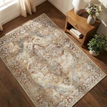 Imagem de jinchan Tapete moderno 12 x 18 cm, tapetes laváveis casuais, antiderrapantes, ultrafinos, leves, tapetes retrô elegantes para sala de estar, quarto, sala de jogos, escritório