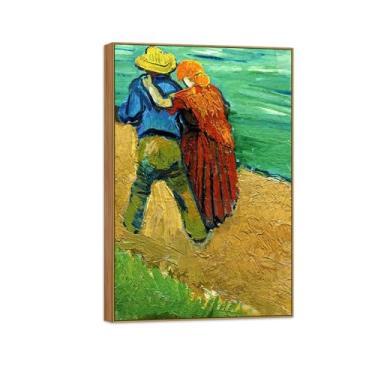 Imagem de BMZFYBS Vincent van Gogh Famosa pintura em tela de arte de parede pronta para pendurar. Provence. Imagem em moldura de madeira para decoração de sala de estar 80 x 120 cm 31 x 47 pol