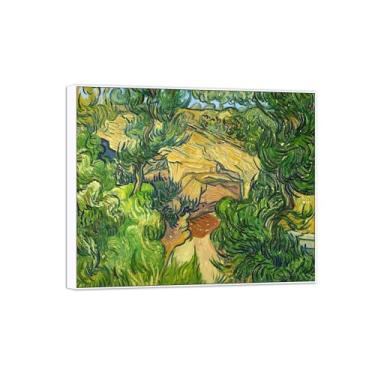 Imagem de Vincent van Gogh Famosa pintura em tela de arte de parede pronta para pendurar. Entrada para pedreira. Imagem em moldura branca para decoração de sala de estar 70 x 85 cm 27 x 33 pol
