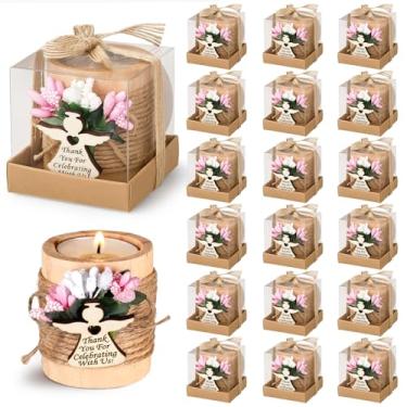Imagem de LemonRoad 20 conjuntos de castiçais de madeira Tealight para presente de batismo, presente personalizado de aniversário de bebê, chá de bebê, lembrancinhas de convidados, presentes de devolução