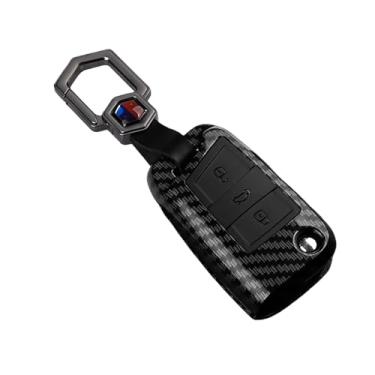 Imagem de Capa de chave de carro em fibra de carbono ABS compatível com VW Golf 7 MK7 Tiguan MK2 compatível com SEAT Ateca Leon FR 2 Ibiza compatível com Skoda Octavia(Carbon A3 Set1)