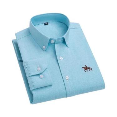 Imagem de Camisa Social Masculina De Algodão Oxford De Manga Longa Para Primaver
