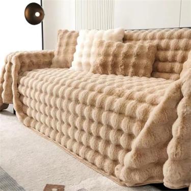 Imagem de Cobertor grande de pelúcia macio de 1/2/3/4 lugares, reversível – Cobertor decorativo versátil de cor sólida para cadeira, sofá-cama