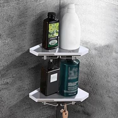 Imagem de Prateleiras de chuveiro prateleiras de chuveiro de canto, suporte de armazenamento de banheiro, prateleira de canto de banheiro montada na parede tripé suporte de chuveiro