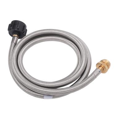 Imagem de Jiawu Adaptador de Mangueira de Gás, Extensão Durável de Aço Inoxidável para Aquecedor Buddy, Mangueira de Gás de 5 Pés, Tubulação de de 1 a 20lbs para Churrasqueira de Acampamento