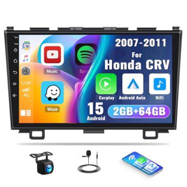 Imagem de Rádio estéreo automotivo 2G + 64G Android 13 para Honda CRV 2007-2011, tela sensível ao toque de 9 polegadas, navegação GPS sem fio, Apple Carplay, Android Auto com Bluetooth, FM/RDS WiFi, EQ, USB +