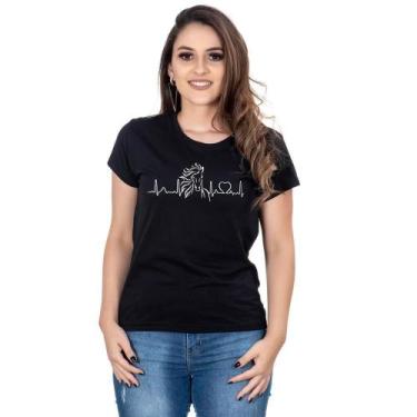 Imagem de Camiseta Country Feminina Algodão Estampa Cavalo Manga Curta - Campero