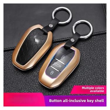 Imagem de Capa de chave fob estilo mestre, pacote completo compatível com citroen ds ds5ls ds6 ds4s ds7 modificação de carro automóvel(Local gold+ordinary buckle)